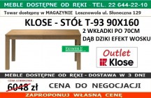 KLOSE - STÓŁ T-93 90X160 2 WKŁADKI PO 70 CM
